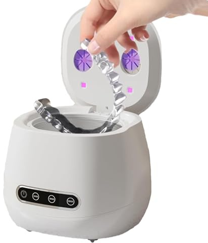 Retainer Cleaner | Protector bucal 52 kHz limpiador, máquina de limpieza portátil UV Retainer para niños mayores, adultos, protector bucal, correa de reloj, dentaduras postizas, alineador, joyería