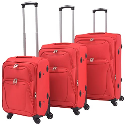 Ordellia Juego de 3 carros para equipaje blando de tela Oxford con revestimiento de PVC con mango telescópico, 4 ruedas, candado y junta de expansión de 4 cm para vacaciones, viajes de negocios, vuelo