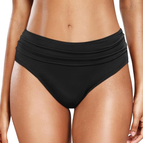 Bas De Maillot De Bain Femme Couleur Unie Culotte Taille Haute Maillot Bain Short Amincissant Slip Ventre Plat Bikini Triangle Gainant Culotte