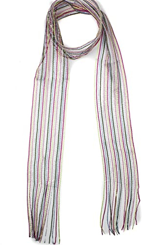 Mytoptrendz Slim Scarf Sparkly Lurex Fringe Lightweight Skinny Neck - Hair Tie Sash (Pastel Rainbow)
