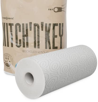 CleanGang - Küchenrolle 3-lagig nachhaltig & extra saugstark - 2 Stück recycling Küchenrollen zum Aufwischen & Polieren - reißfeste Küchentücher ohne Fusseln - 114 teilbare Blätter pro Rolle