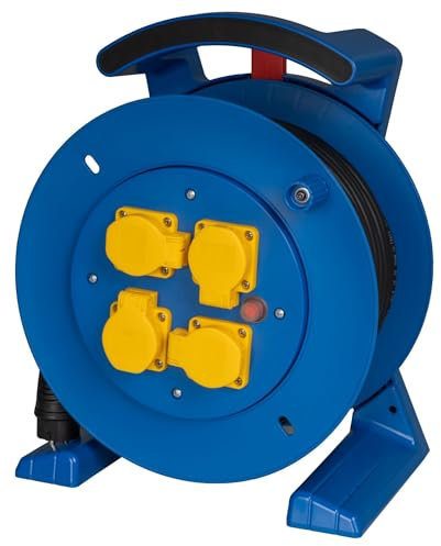 Jumbo-Kabeltrommel 25m 2.0 H07RN-F 3G2,5 qmm gelb mit 4 Schutzkontakt-Steckdosen