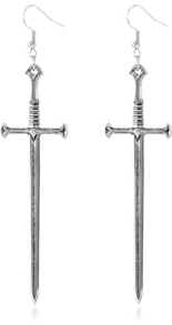 Ticome Punk Cross Sword Alloy Earrings, Gothic Long Sword Hook Minimalist Earrings, Retro Silver Knife Shaped Pendant Jewelry, Suitable For Women And Girls As Jewelry Gifts
