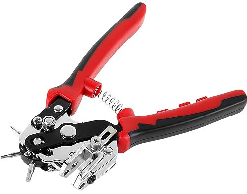 Lochzange für Leder 360° Revolverlochzange Hebelübersetzung Leder Lochzange mit 6 Locher 2,0, 2,5, 3,0, 3,5, 4,0, 4,5 mm Lochzange für Ledergürtel Schuhe Gummi Kunsthandwerk Kragen(schwarz)