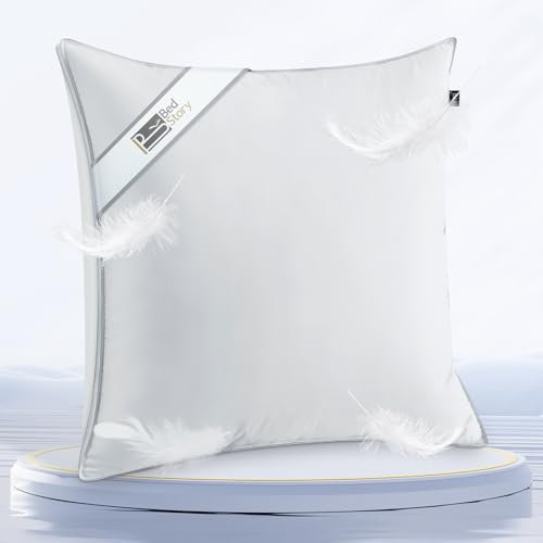 BedStory Daunenkissen 80x80, 3-Kammer Daunenkissen mit 100% Daunen & Federn, Baumwolle Bezug Kopfkissen 80x80 daunen, Öko-Text Zertifiziert Kissen