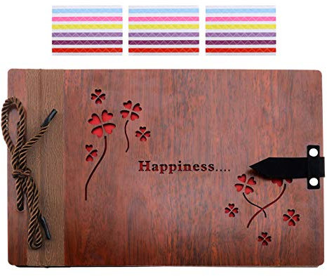 EMSea Regalo Per Album Di Ricordi Fotografici Fai-da-te In Legno Della Felicità Per Il Regalo Del Ringraziamento Di Compleanno Del Record Di Anniversario