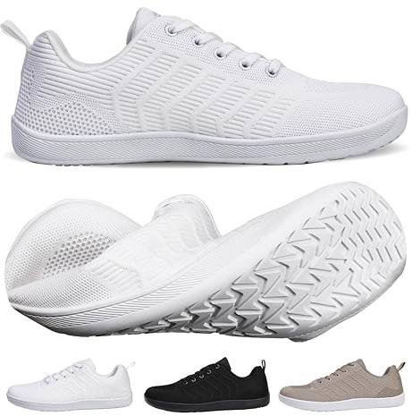 WEXITO Barefoot Mujer Zapatos Descalzos Calzado Zapatillas Minimalistas Hombre Respetuosas Entrenamiento Bambas Vestir Transición Adulto Blanco Talla 38
