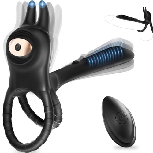 Anillo Vibradorador Pene Clítoris Juguetes Eróticos Para Pareja Sexuales,Vibradorador Hombre Juguetes Sexuales Anillo Vibrador Mando Distancia 10 Modos Doble Anillo Pene Masculino Cock Ring Sex Toys