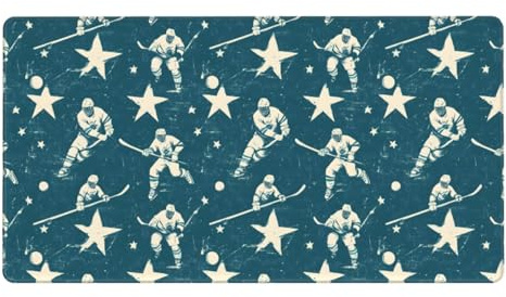 Grand tapis de souris de jeu, tapis de souris pour clavier de bureau imprimé joueurs de hockey rétro, tapis de bureau antidérapant pour clavier de bureau et souris, accessoires de bureau et maison