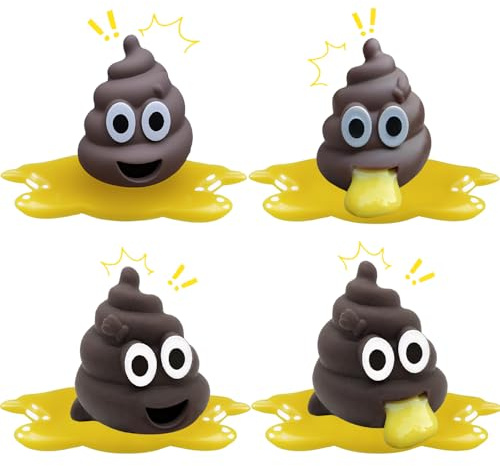 Ruichi Lot de 4 balles antistress amusantes en forme de crottes pour adultes - Jouet anti-stress pour adultes - Cadeau de fête