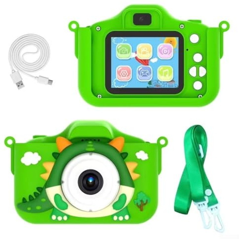 Fotocamera digitale per bambini 1080P con doppio obiettivo per foto da 48 MP e registrazione video 1080P, schermo IPS da 2 0 pollici con effetti di colore, batteria ricaricabile con ricarica USB (blu