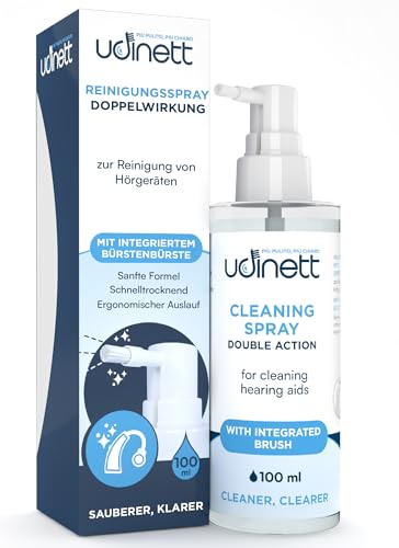 Spray Limpiador para Audífonos 100ml Spray Higienizante Rápido Udinett Boquilla Ergonómica con Cepillo contra Cerumen y Suciedad - Fórmula Sin Alcohol - Limpieza de Auriculares Bluetooth