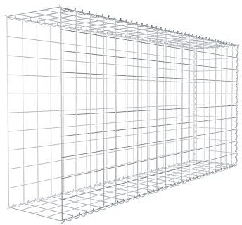 GABIONA Cesta de piedra de gavión rectangular, malla de 10 x 10 cm, profundidad de 40 cm, cesta de cultivo tipo 2, cierre de espiral, galvanizado (200 x 100 x 40 cm)