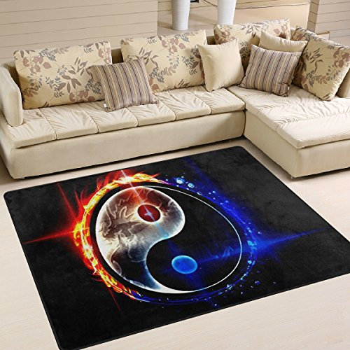 INGBAGS Teppich im Design: Chinesischer Drache Tai Bagua, Ying Yang, modern, superweich, für Wohnzimmer, Schlafzimmer, Kinderspielzimmer, dekorativer Teppich, 160 x 122 cm, multi, 63 x 48 Inch