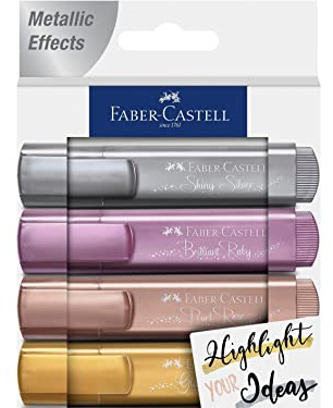 Faber-Castell 154623 Märkpenna TL 46 set med 4 metallfärger med lång livslängd kilspets och linjebredd 1–5 mm