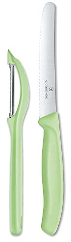 Victorinox 6.7116.21L42 Swiss Classic, set composto da pelapatate universale e coltello da verdura, in acciaio inox, verde chiaro