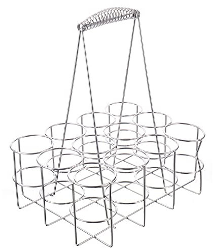 Flaschenträger Metall 12 Flaschen Flaschenhalter Flaschenkorb Bierkasten Bier Rack mit Haltegriff für Dosen Bier Wein Grill Hotel Restaurant Bar Silber L