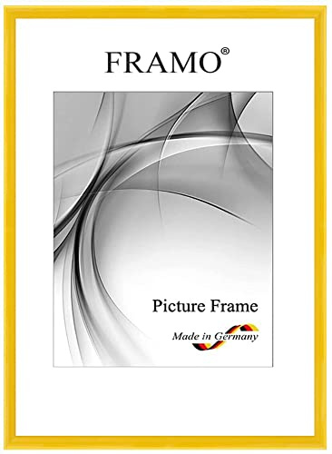FRAMO Cornice foto 50 x 80 cm in legno massello | Giallo lucido | Colore/dimensione selezionabile | cornici per manifesti | Puzzle | Poster | N°114