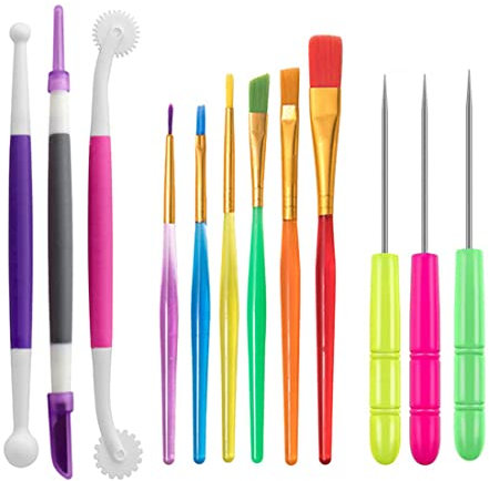 XPE 12 Stück Kuchen Dekorieren Werkzeug Set, Modellierwerkzeug,Fondant Modellierwerkzeug,Rührnadeln,Pinsel,für Die Diy-Dekoration Von Torten, Keksen Und Fondant