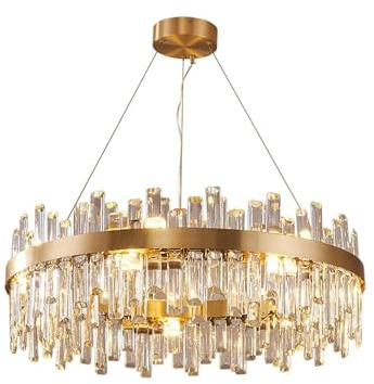 AHXIAOZN Lustre Moderne en Cristal Doré, Dimmable LED Lustre en Cristal K9, Moderne Pendentif pour chambre à coucher, salon