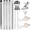 Mástil de aluminio de 180 cm, kit de barra de bandera de acero inoxidable con soporte de anillos giratorios, mástil de bandera, soporte de pared, accesorios para casa, jardín, balcón, mástil de