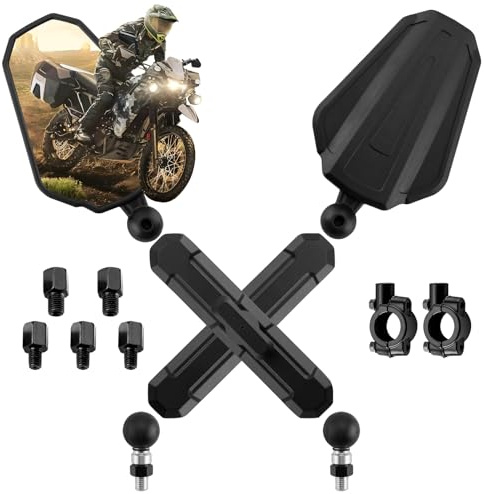 Wsays Adventure Motorcycle Mirrors 8/10MM Foldable Rear View Side Mirrors Quick-Adjust with 7/8 Handlebar Compatible with Honda CRF 300L Fit Kawasaki KLR650 Fit Yamaha ATV Dirt Bike Scooter