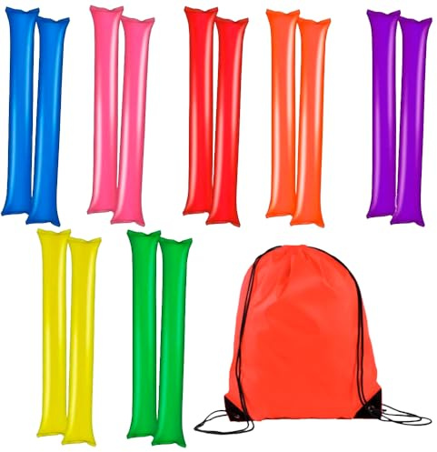 HYDROGELIX® 35x Pares de aplaudidores Hinchables multiculor + mochina Accesorios de Fiesta y Animación Deportes, Fiestas, Despedidas de Soltero, Colores Vivos