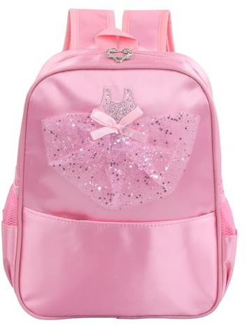 Anseom Sac à Dos Ballerina Fille, Sac de Ballet Princesse Sac de Danse pour Enfant Ballerine Sac à Dos Cartable Sacs de Sport Sac à Main de Gym Fitness pour Enfant Sac de Voyage Fille (Rose)