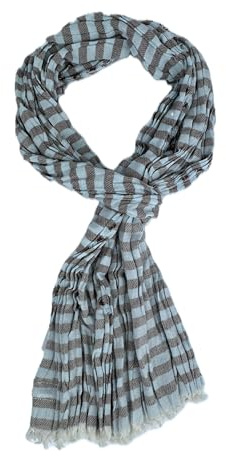 Rotfuchs Écharpe en coton pour femme et homme, aspect froissé, motif à rayures, marron gris, fabriquée en Allemagne
