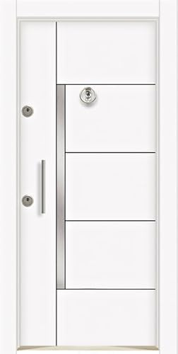 Porta blindata Portone Blindato Porta Ingresso 90x200 con Spioncino Serratura Bianca PL61 (interna destra)
