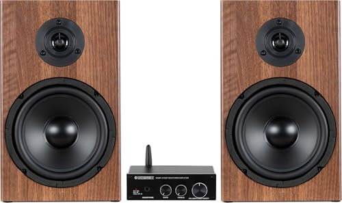 McGrey MAMP-4100BT / BSS-265 BR Stereoanlage Set mit Bluetooth - Kompakte HiFi-Boxen - 2-Wege-System - 6,5 Tieftöner + 0,5 Hochtöner - Auch für Wandmontage geeignet - Sparset Inkl. Stereo-Verstärker