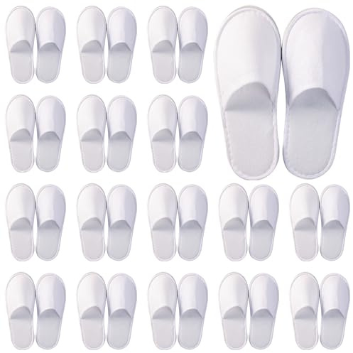 Oyiclyea 10 Pairs Disposable Slippers, Disposable White Slipper Closed Toe, Closed Toe Spa Slippers, General Size for Men and Women, for Guests, Hotels, Spas, Hospitals and Bathrooms