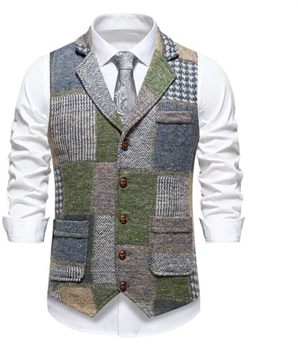 Mymyguoe Gilet da lavoro da uomo, con scollo a V, per matrimonio, per feste, cameriere, uniforme, senza maniche, casual, formale, gilet da uomo con bottoni, slim fit