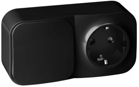 Miratic Lichtschalter Mit Steckdose - Schuko Einsteckdose Aufputzschalter IP20 2P+T Robuste Und Zuverlässige Lösung Für Innenräume (schwarz)