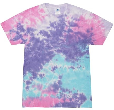 Colortone 100% Cotton Tie Dye T-Shirt for Women and Men, X-Large, Cotton Candy