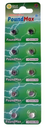 10 X AG4 376/377 LR66 SR626 SR626SW 1.5v PoundMax ALKALINE BUTTON CELL BATTERY