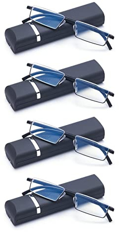 WENS JOOY 4 Pack Reading Glasses for Men Readers Blue Light Blocking with Case (Black, 1.75, multiplier_x)