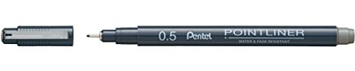 Pentel Pointliner S20P-5N, Fineliner, grau, wasserfest und lichtecht, 0.5 mm, 1 Stück (1er Pack)