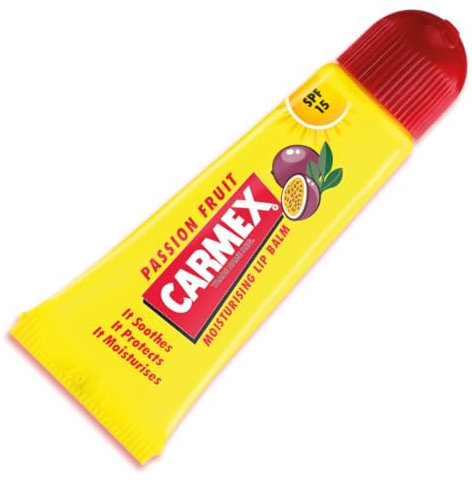 Carmex Passion Fruit Lip Balm Tube | SPF 15 For Sun Protection | Soothes And Repairs Dry, Cracked Lips | Intensely Hydrating Winter Lip Care Formula (10 g)