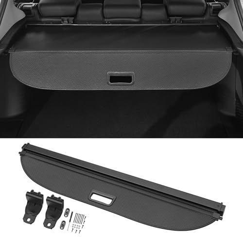 Motoforti Kofferraum ausziehbare Laderaumabdeckung für Toyota C-HR 2016-2021 Heckklappenregal Gepäcksicherheitsschutzschirm, Leinwand, mit Zubehör, Schwarz Carbonfaser