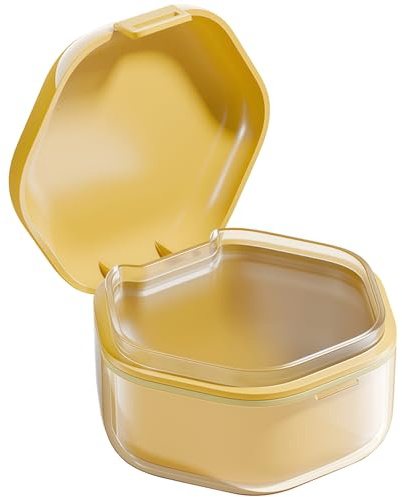 Étui portable pour prothèses dentaires avec joint étanche, design hexagonal compact pour retenue de dentier, appareil dentaire et construction en silicone facile à nettoyer