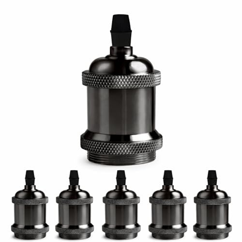 E27 Vintage Lampenfassung, Retro Lampenfassung Keramik & Aluminium, E27 Fassung für Edison Glühbirnen, Wand-, Tisch- & Deckenleuchten, DIY Beleuchtung Zubehör, 6er Pack