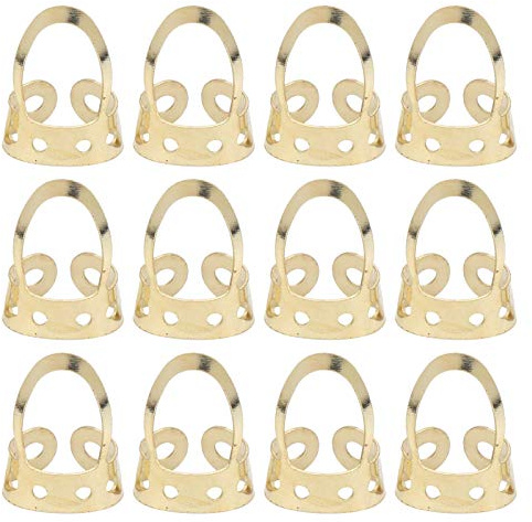 12Pcs Adjustable Stainless Steel Finger Picks, Finger Picks for Guitar Banjo Ukulele, Hollow Wear - Plucking Tools with Custom Fit Design for Acoustic String Instruments (Gold)