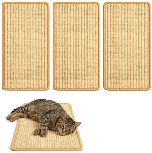 Cat Scratching Mat, Cat Scratch Mat and Scratching Board, Sisal Cat Scratch Board for Indoor Use, Floor Cat Scratching Board and Wall Scratch Pad for Cats,Scratch Matt for Cats, Three Piece Set
