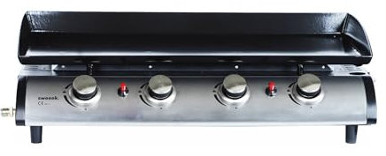 Alice's Garden - Plancha au gaz 4 Feux - Porthos 4 brûleurs - 10 KW. Barbecue. Cuisine extérieure. Grande Plaque émaillée. INOX