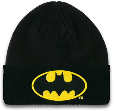 Logoshirt®️ DC Comics I Batman I Logo I Kinder Beanie I Strick-Mütze I Winter I Mädchen & Jungen I Bestickt I schwarz I Lizenziertes Originaldesign