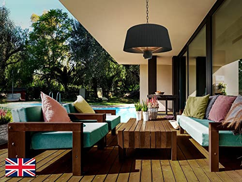 Estufa Outdoor Electrical Heater Ceiling Cylindrical Pendant Black, Remote Control, IP44