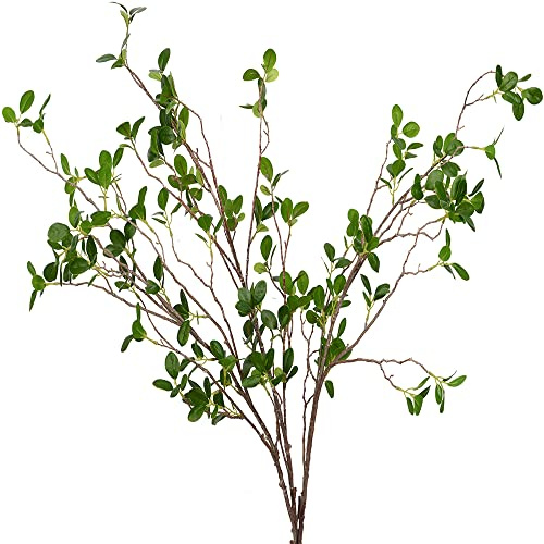 Antspirit 3pcs Artificial Branches Plants Artificial Greenery Stems Faux Greenery Stems Faux Branches for Vase Plant Artificial Eucalytus Branches Fake Ficus Twig (45/Each Branch) (3, Green)