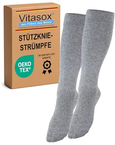 Vitasox Chaussettes de soutien pour homme et femme - 1 | 2 | 4 | 6 paires de chaussettes de soutien en coton avec compression pour avion, voyage, bureau et voiture - Chaussettes thrombose contre les