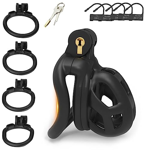 BDSMYOU Chastity Cage Gabbia per Pene Sex Toys,Bondage Gabbia di Castità per Uomo,con 4 Anelli Testicolari Arcuati,Cintura di Castità,Sexytoysys Uomo,Toys Sessuali per Uomini Schiavo (XXS)